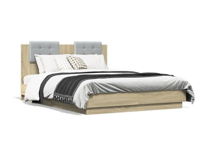 Cadre de lit tête de lit et Dekonaoères LED chêne Dekonao 140x190 AVWB10964