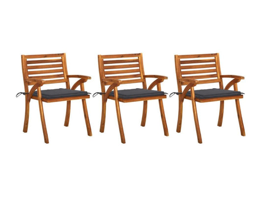 Chaises à dîner de jardin avec coussins 3 pièces Nobellea massif ODWG38401