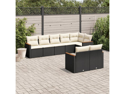 Salon de jardin 8 pcs avec coussins noir résine tressée TOUI63904