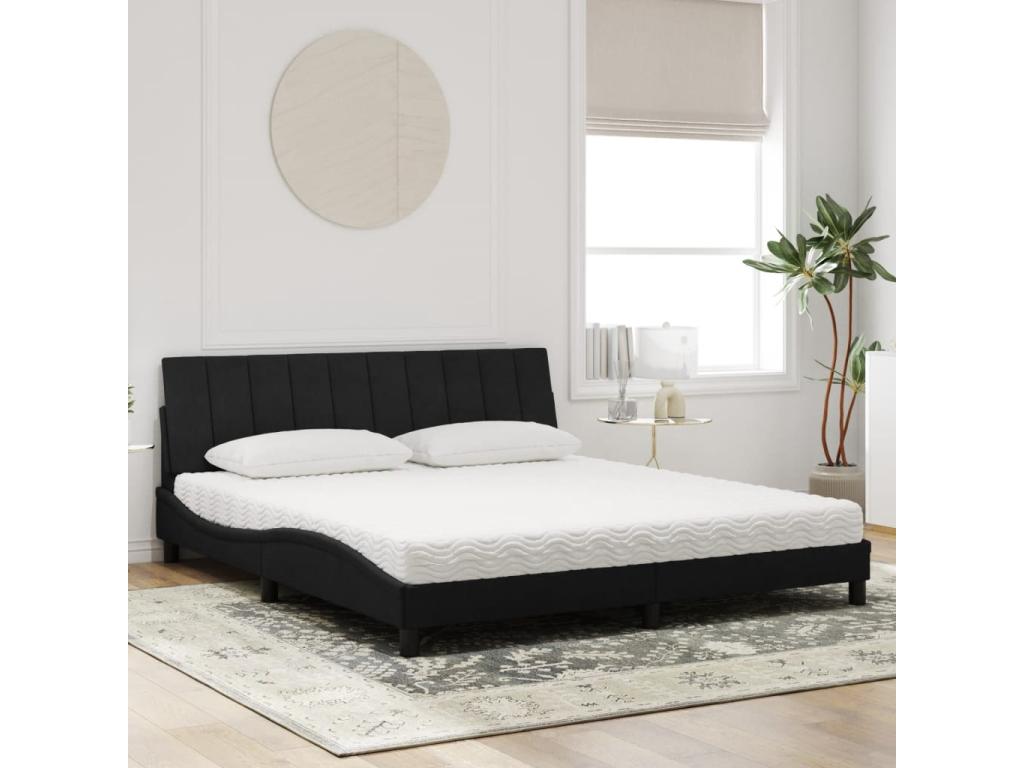 Lit avec matelas noir 180x200 velours NTDW91501