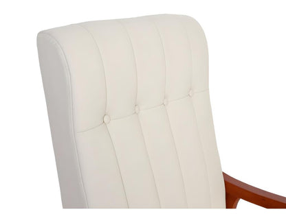 Fauteuil à bascule Dekonao-K10 Similicuir crème piétement aspect noyer NAEN03876