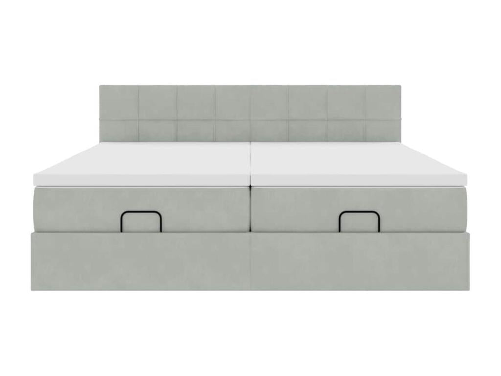 Cadre de lit Dekonao et matelas gris clair 160x200cm velours JCLB58796