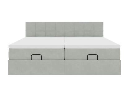 Cadre de lit Dekonao et matelas gris clair 160x200cm velours JCLB58796