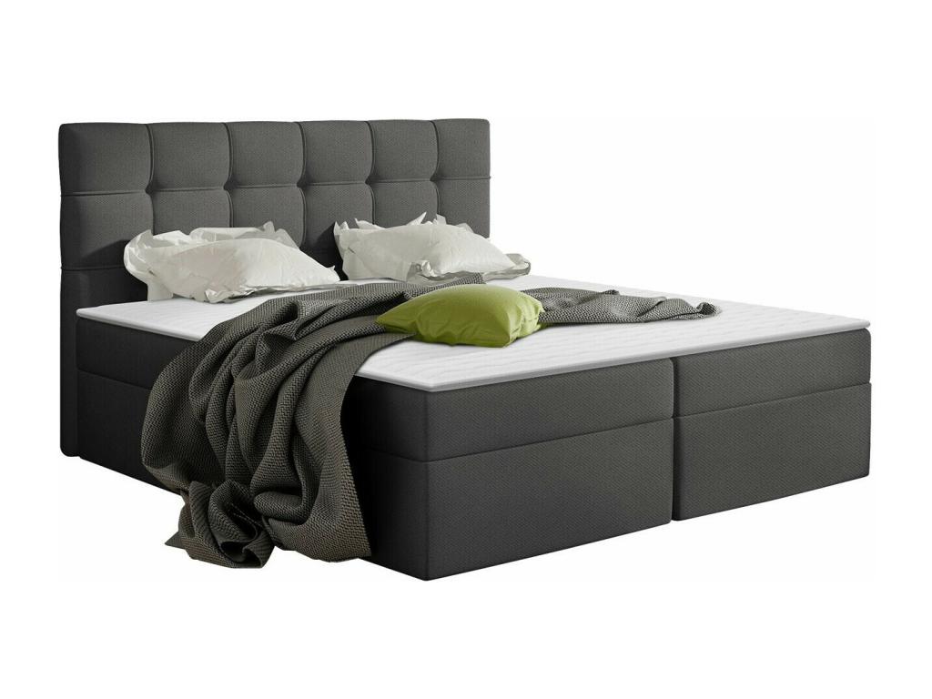 Lit continental Dekonao 195 Double Continental Gris 180x200 Tapisserie 186x206cm WMSA14608