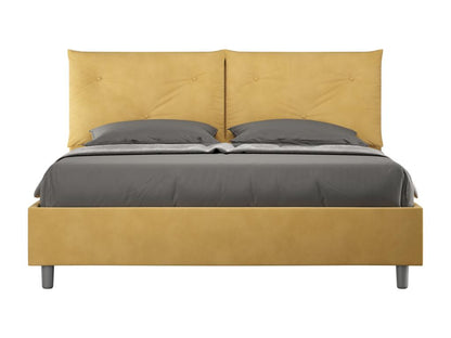 Lit avec sommier rembourré 160x200 microfibre ocre Nobellea IFJA53269