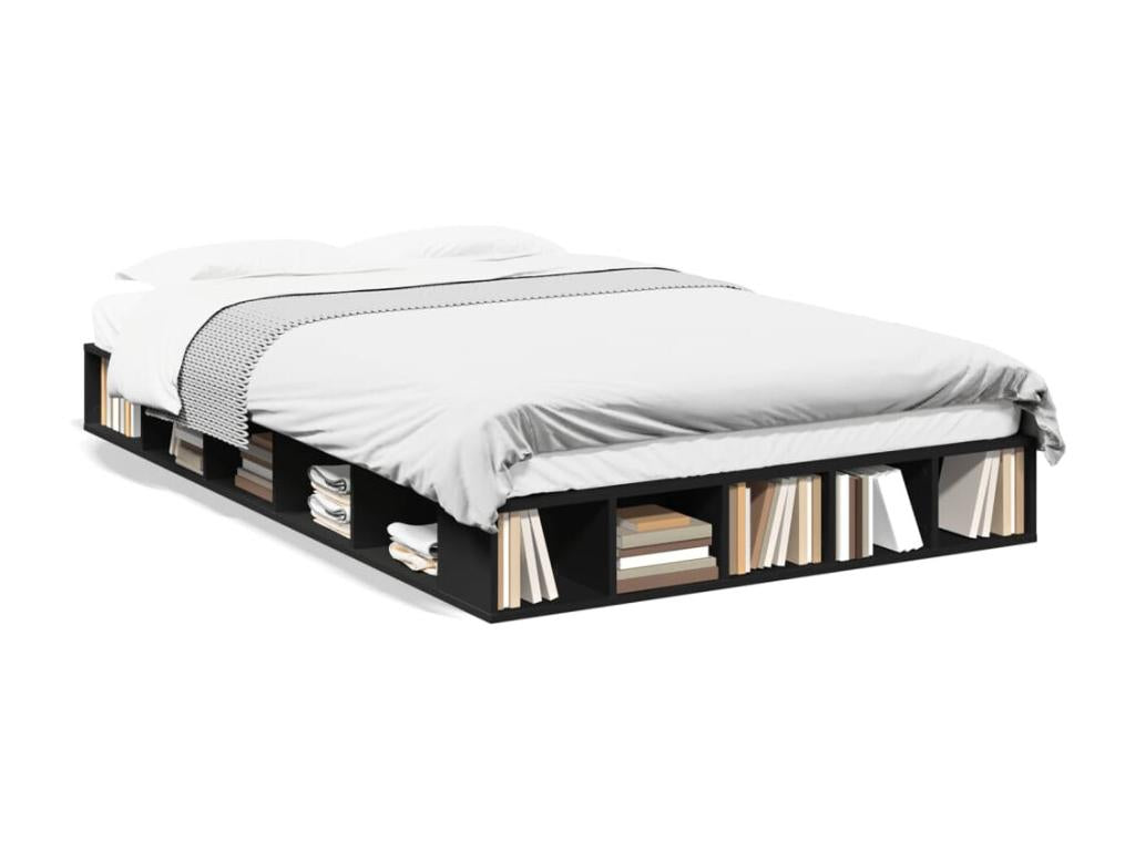 Cadre de lit noir 120x190 cm bois d'ingénierie EGWM19118