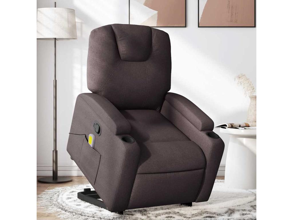 Fauteuil inclinable massant Marron foncé Tissu QVUA73954