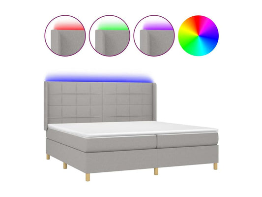 Sommier à Dekonao de lit matelas LED Gris clair 200x200 Tissu EDBB59203