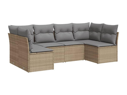 Salon de jardin avec coussins 6 pcs beige résine tressée DNPS21380