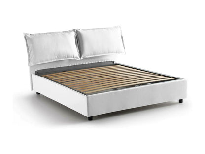 Lit double Nobellea Lit coffre avec revêtement en tissu Made in Italy Ouverture frontale adapté pour matelas 160x190 cm Blanc BAKM88523