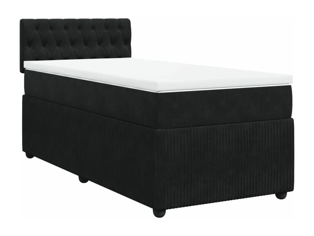 Sommier à Dekonao de lit avec matelas Noir 90x200 cm Velours RLLQ65105