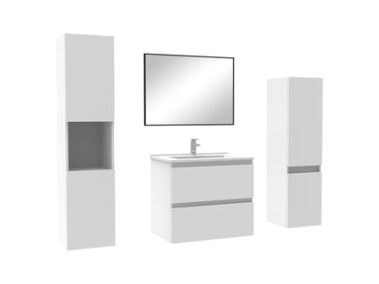 Ensemble meubles Salle de Bain 60cm vasque colonne miroir mural Blanc IZGD63336