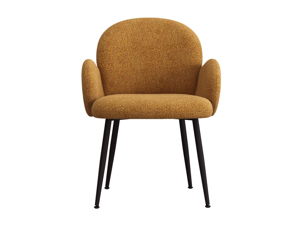 Dekonao-Chaise en tissu bouclé Ocre et pieds métal noir x2  EWRJ47345