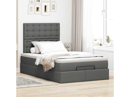 Cadre de lit Dekonao avec matelas gris foncé 120x190 cm tissu SMXS58733