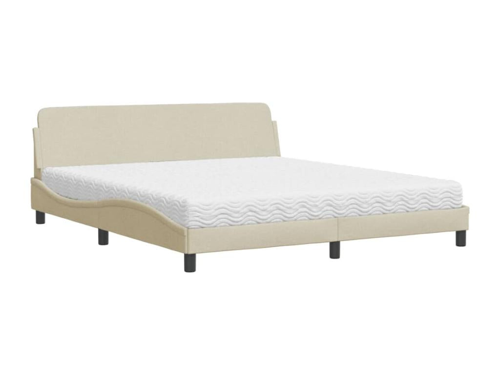Lit avec matelas crème 180x200 cm tissu JKPR72272