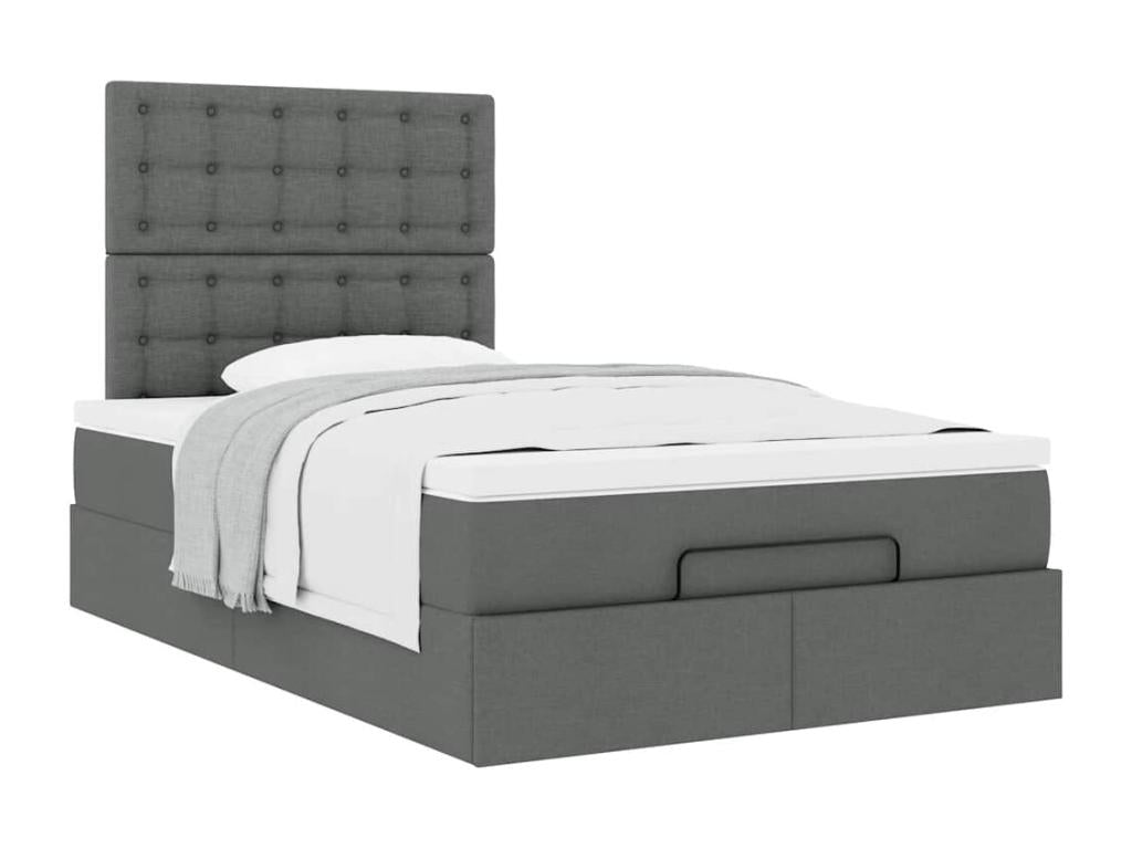 Cadre de lit Dekonao avec matelas gris foncé 120x190 cm tissu SMXS58733