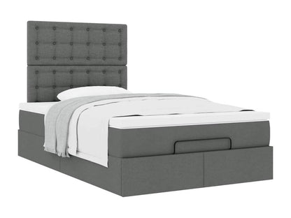 Cadre de lit Dekonao avec matelas gris foncé 120x190 cm tissu SMXS58733