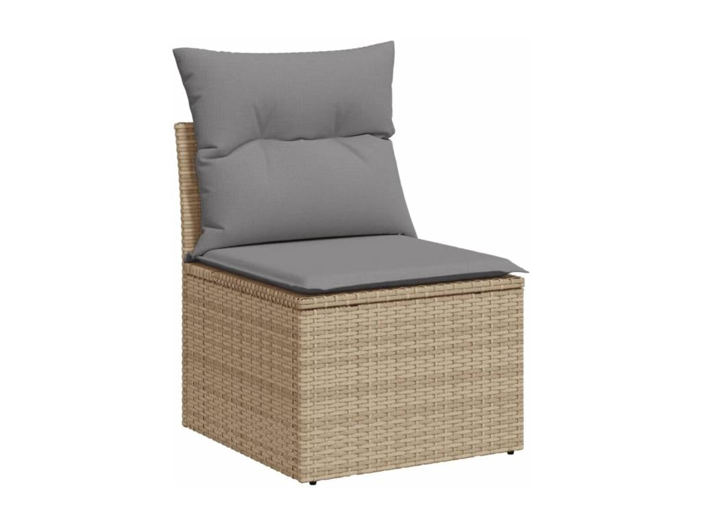 Salon de jardin avec coussins 9 pcs beige résine tressée EITX17226