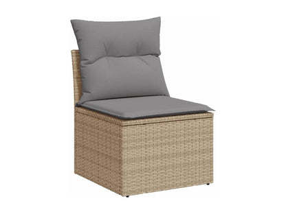 Salon de jardin avec coussins 9 pcs beige résine tressée EITX17226