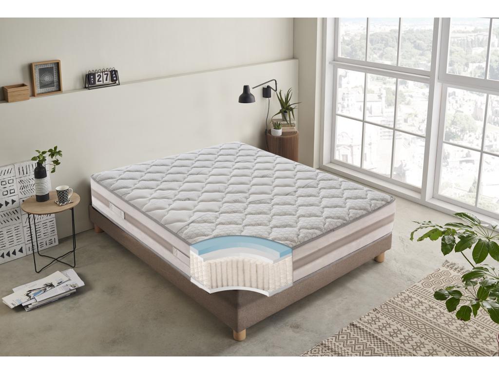 Matelas à 800 Ressorts Ensachés - Hauteur 25 Cm - 9 Zones De Confort Modèle Dekonao 105x200 cm PCNJ94370