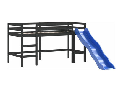 Lit mezzanine enfants et rideaux rose 90x200cm bois pin massif AQQR77854