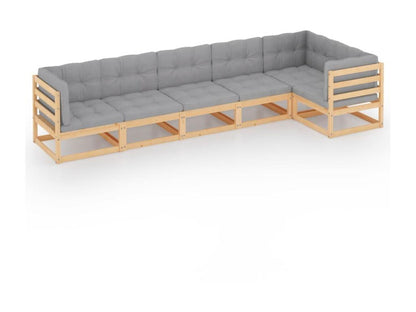 Salon de jardin 6 pcs avec coussins Bois de pin massif 22 IQMQ31390