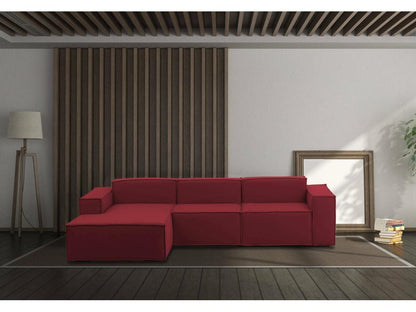 Canapé fixe Nobellea canapé modulable 3 places avec péninsule gauche Made in Italy Canapé moderne en tissu 300x170h70 cm Rouge TURJ97108