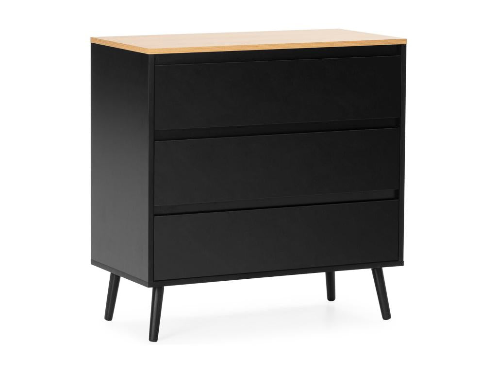 Commode Dekonao 3 tiroirs couleur Noir KHFG51815