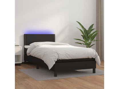 Sommier tapissier avec matelas et LED Noir 80x200 cm Similicuir DHDQ83472