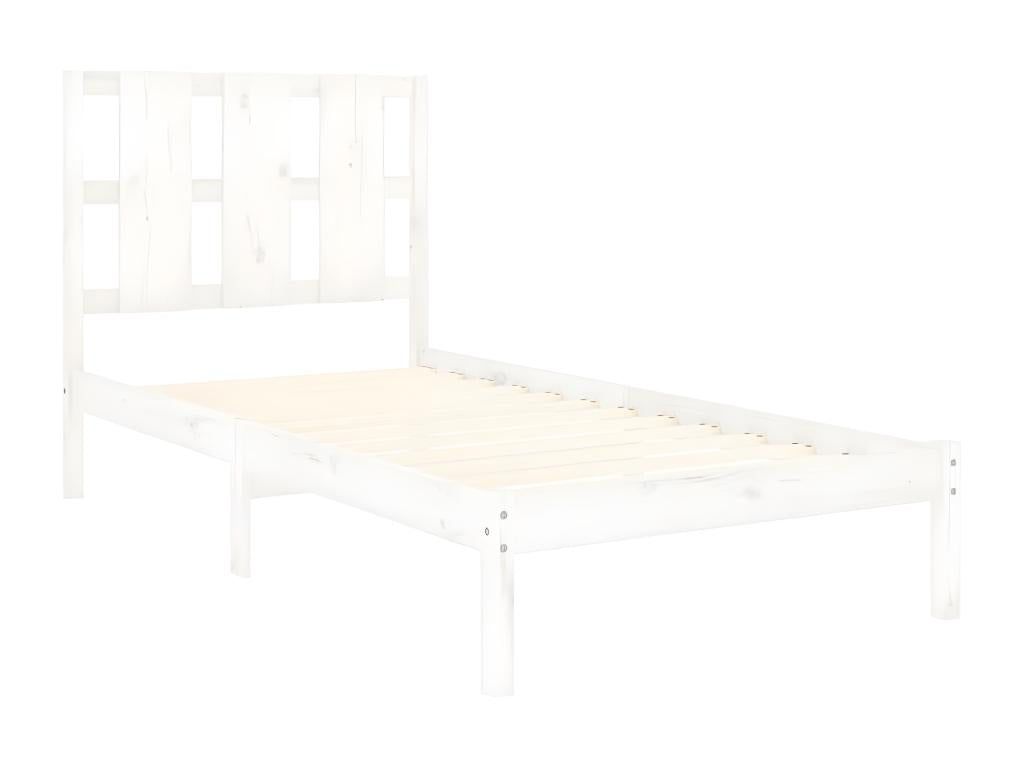 Cadre de lit sans matelas blanc 100x200 cm bois de pin massif TRBW29387