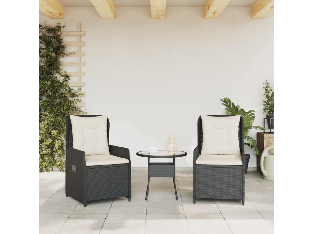 Chaises inclinables de jardin lot de 2 noir résine tressée ZBPM35507