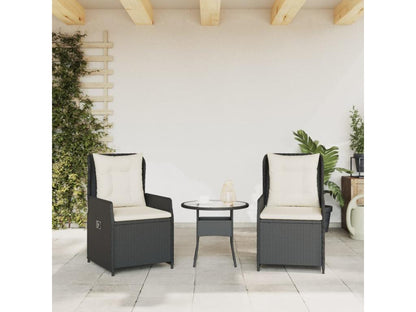 Chaises inclinables de jardin lot de 2 noir résine tressée ZBPM35507