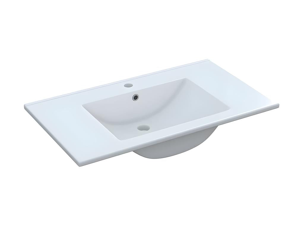 Meuble vasque 2 tiroirs 80 cm vasque miroir Chêne - Dekonao IJLP12295