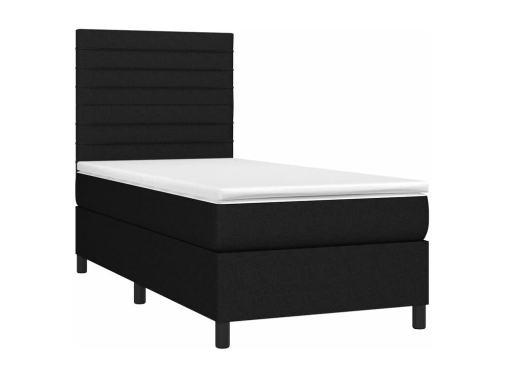 Sommier à Nobellea de lit avec matelas et LED Noir 90x200 Tissu MAFM15077
