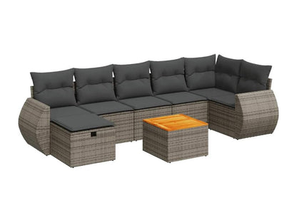 Salon de jardin 8 pcs avec coussins gris résine tressée LFEG62255
