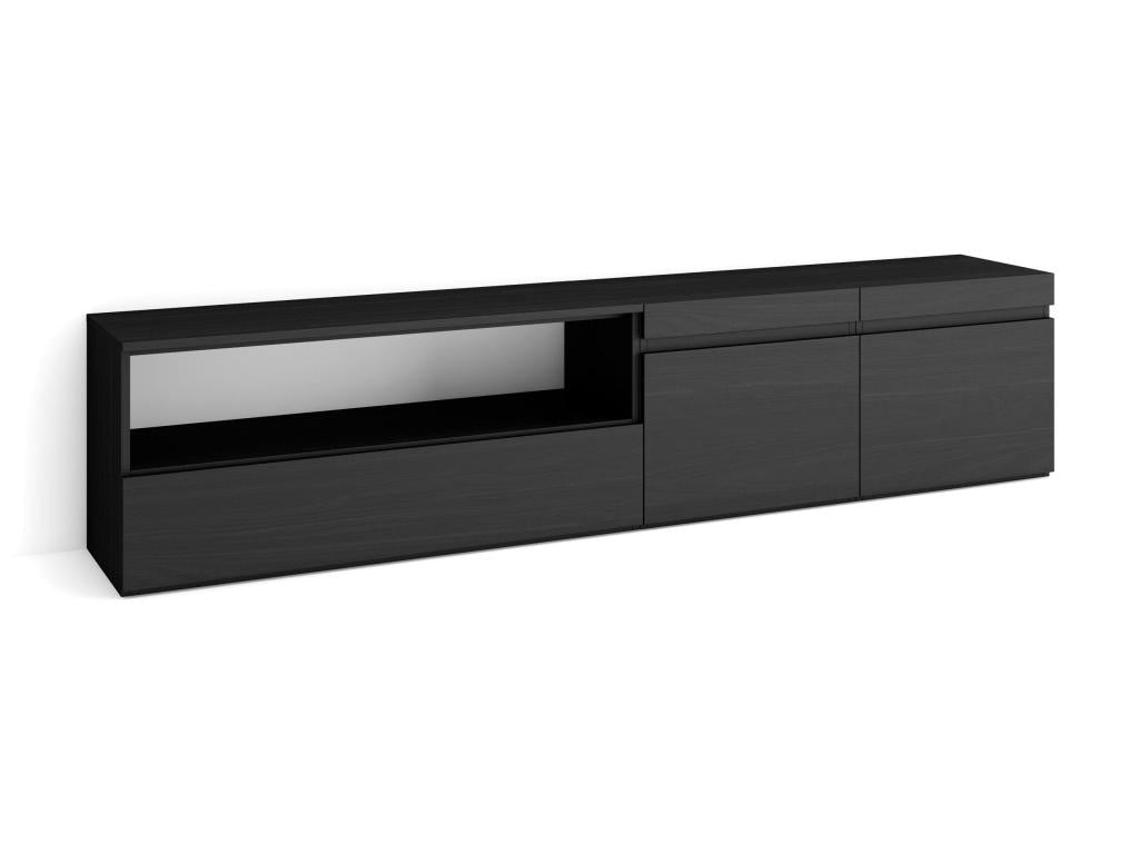Meuble TV Banc Télé 200x45x35cm Pour les TV jusqu'à 80 Meubles de salon Noir EMSA19240