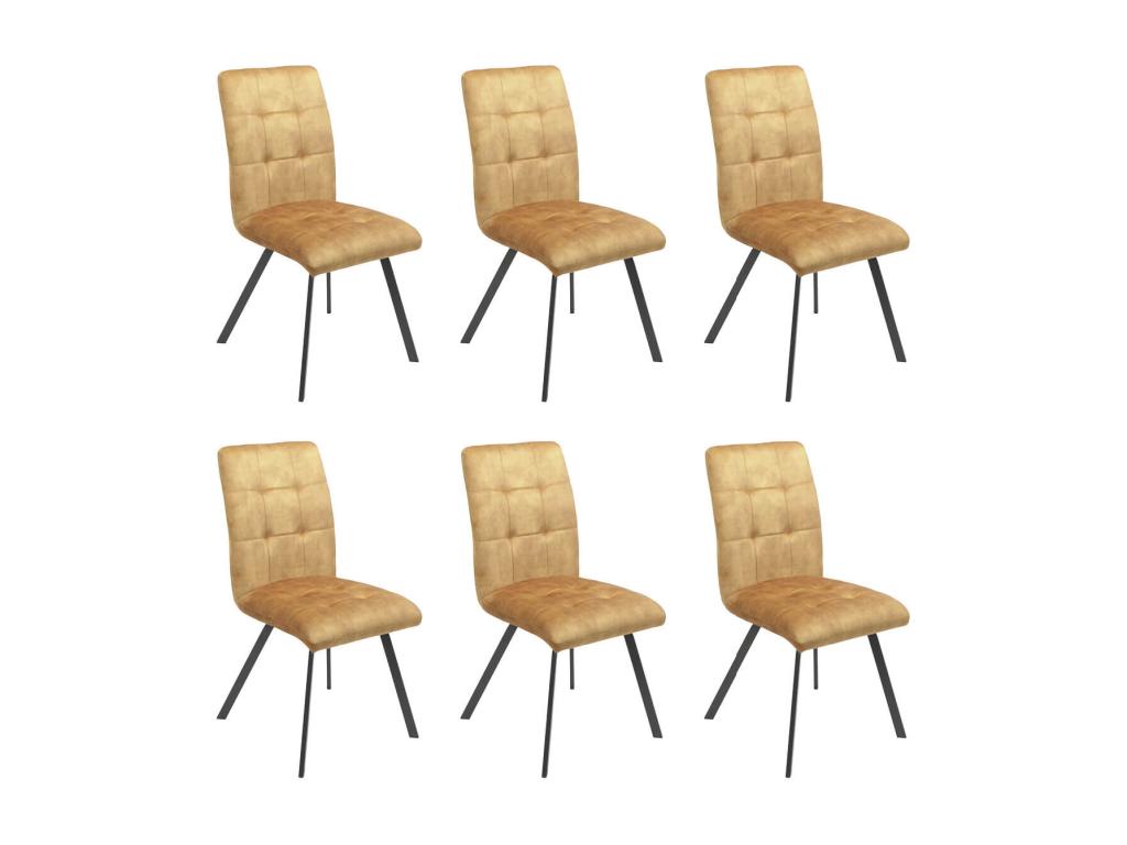 Dekonao - Lot de 6 Chaises Capitonnées Jaune WUCB60249