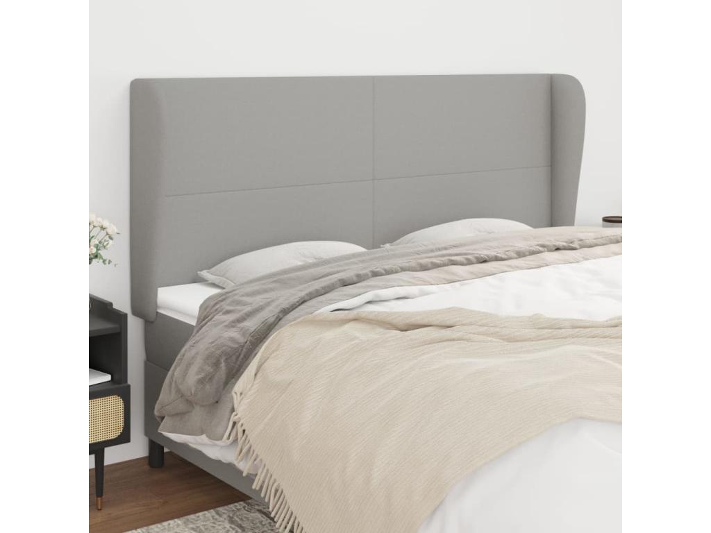 Tête de lit avec oreilles Gris clair 203x23x118/128 cm Tissu BSZY85935