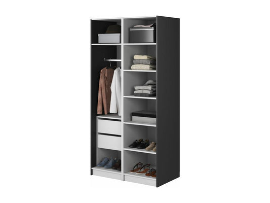 Armoire 2 portes avec tringle et tiroirs - 100 cm - noir - Dekonao PDVX97735