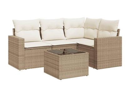Salon de jardin avec coussins 5 pcs beige résine tressée WSJO08118