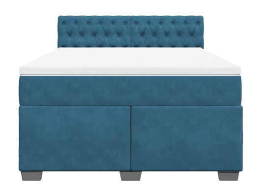 Sommier à Dekonao de lit et matelas Bleu foncé 140x190cm Velours HNBK68365