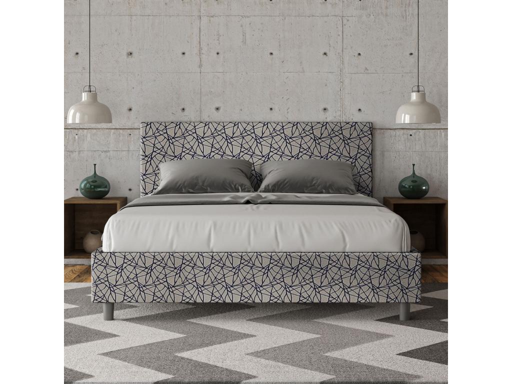 Lit avec sommier rembourré 160x210 tissu Dekonao 09 bleu Dekonao HAHW08779