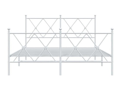 Cadre de lit métal avec tête de lit/pied de lit blanc 140x190cm WNJK00315