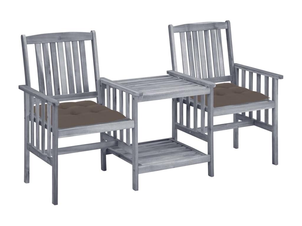 Chaises de jardin avec table à thé et coussins Dekonao solide ZYSU85176