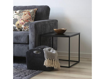 Dekonao - Bout de Canapé Carré Acier et Aspect Bois Noir DUXX87085