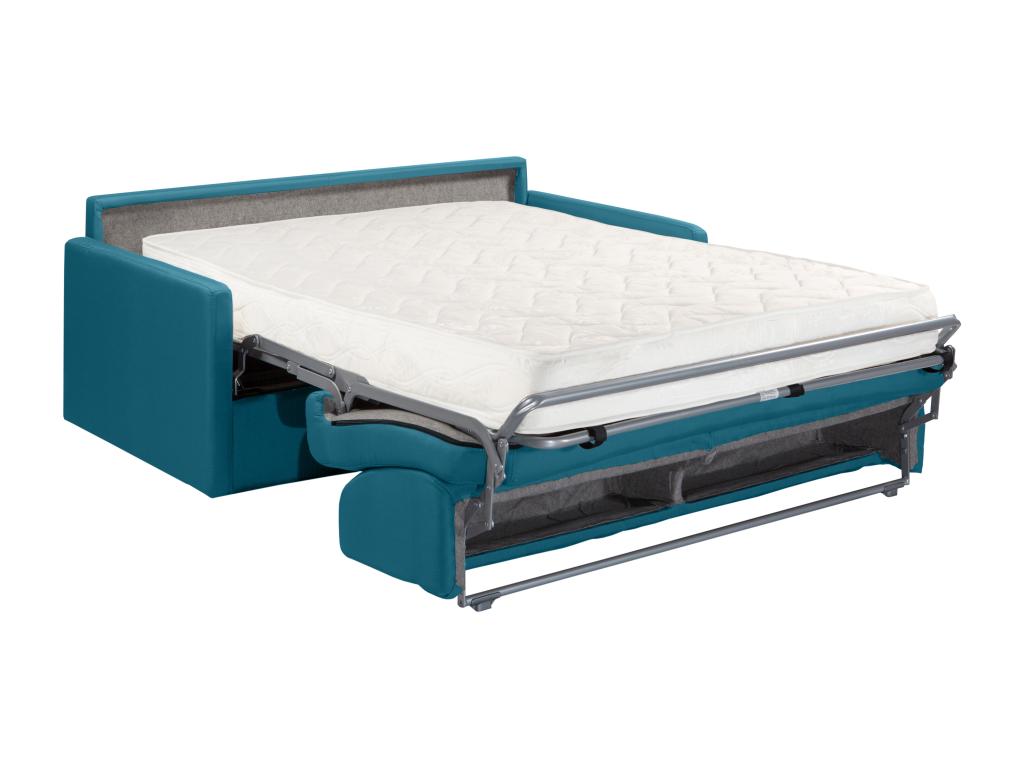 Canapé 3 places convertible express en tissu bleu turquoise - Couchage à Nobellea larges 140 cm - Matelas 18 cm Nobellea OUKU90626