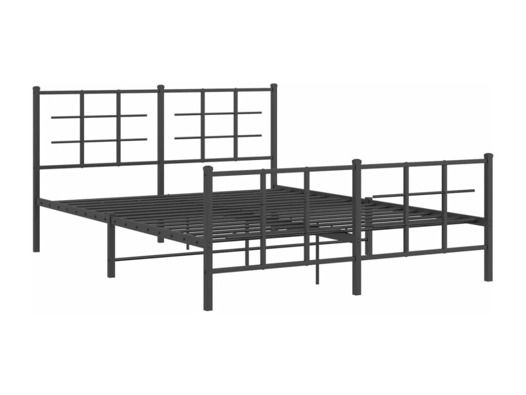 Cadre de lit métal sans matelas avec pied de lit noir 150x200cm YFOQ60875