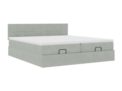 Cadre de lit Dekonao et matelas gris clair 160x200cm velours JCLB58796