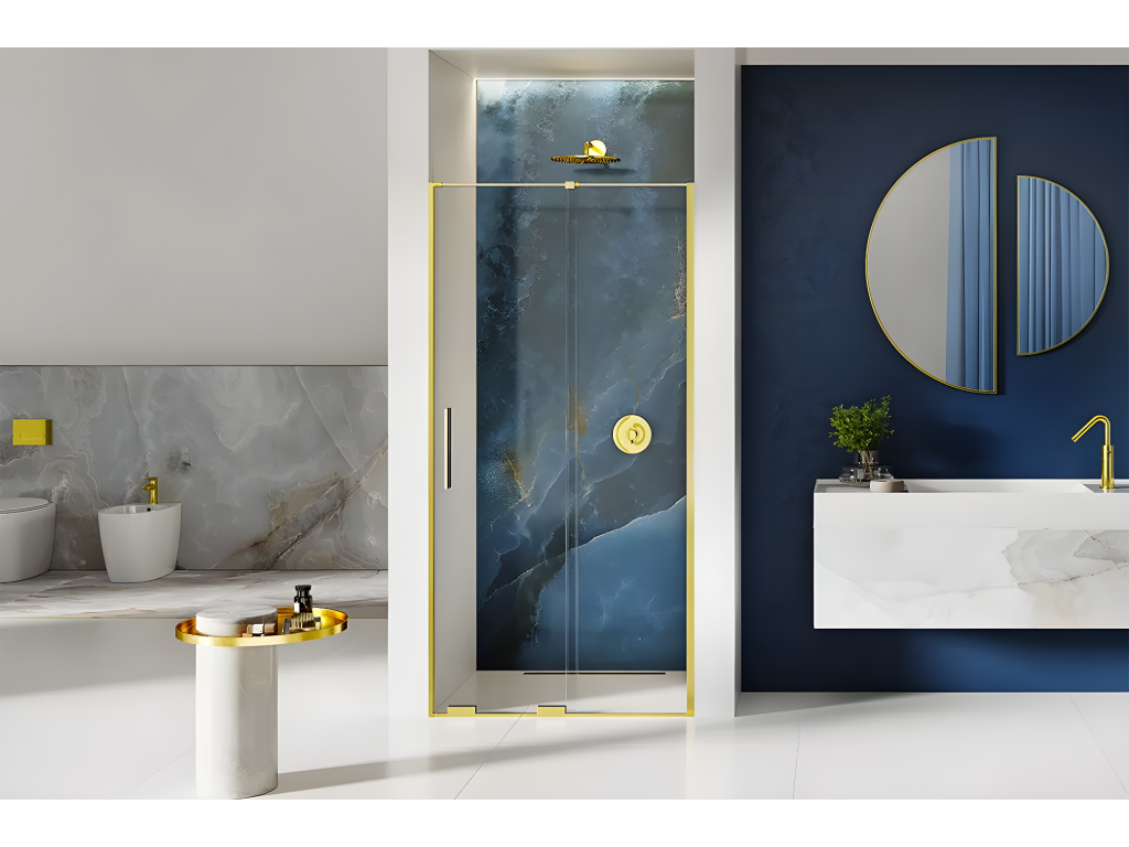 Porte de douche dorée 180 cm 2 volets coulissante gauche Dekonao GOLD CFFL49719