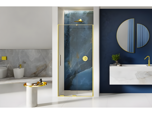 Porte de douche dorée 180 cm 2 volets coulissante gauche Dekonao GOLD CFFL49719